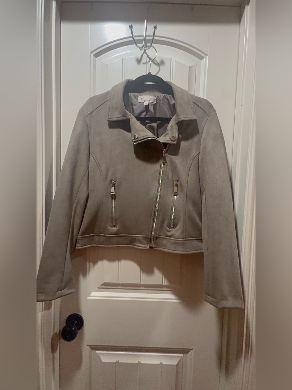 Philosophy Faux Suede Moto Jacket Taupe Great Condition